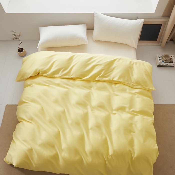 91家纺网 家纺一手货源 找家纺 寝柔家纺 2024新款40S全棉斜纹13372纯棉纯色被套单件 鹅黄