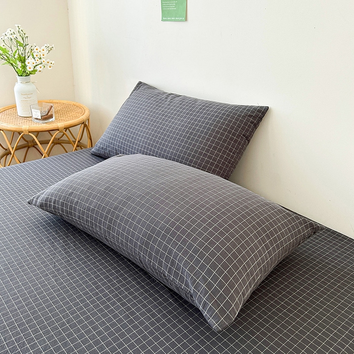 91家纺网 家纺一手货源 找家纺 恋人优选 2024新款色织纯棉水洗棉单床单 小灰格