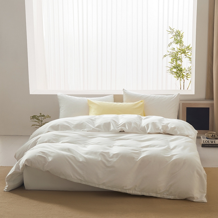 91家纺网 家纺一手货源 找家纺 寝柔家纺 2024新款40S全棉斜纹13372纯棉纯色被套单件 白色