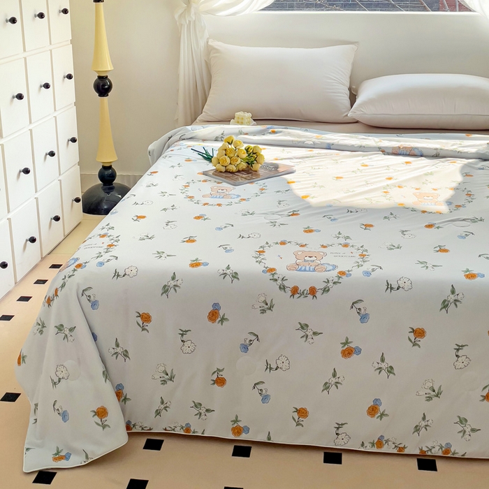 91家纺网 家纺一手货源 找家纺 亚龙工厂店 2024新款凉感丝抗菌冰皮小凉被 爱心小熊