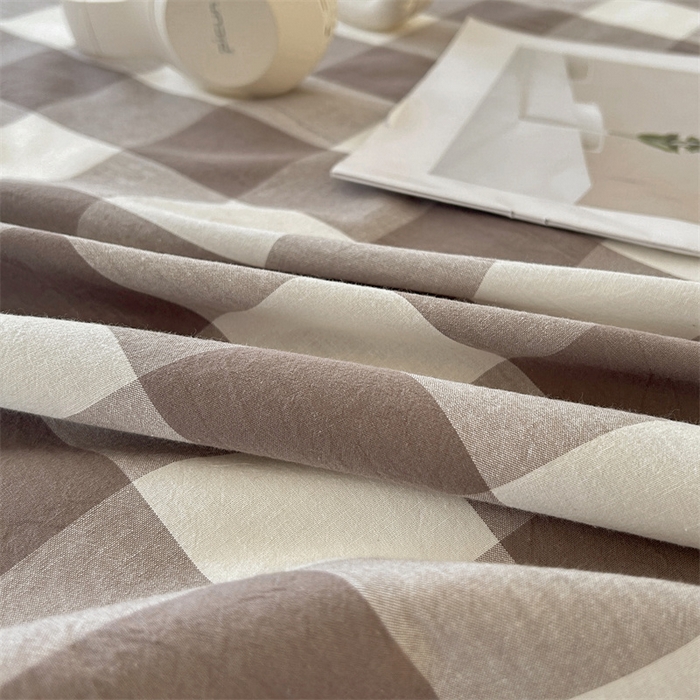 91家纺网 家纺一手货源 找家纺 恋人优选 2024新款色织纯棉水洗棉单床单 灰中格