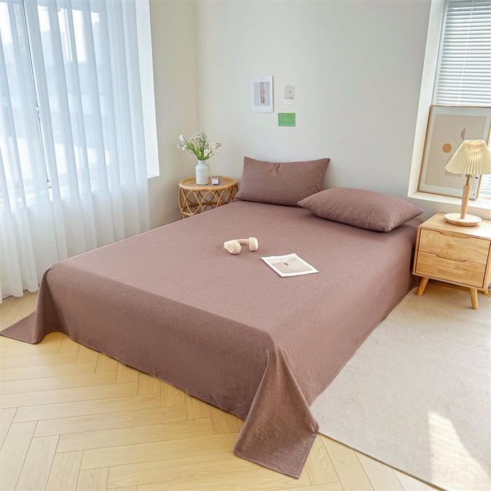 91家纺网 家纺一手货源 找家纺 恋人优选 2024新款色织纯棉水洗棉单床单 咖啡