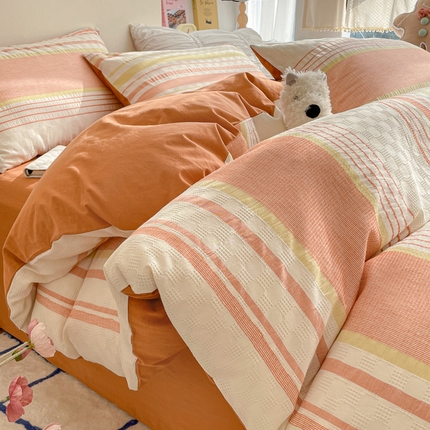 91家纺网 家纺一手货源 找家纺 （总）雅居纺家纺 2024新款全棉华夫格提花四件套-简希