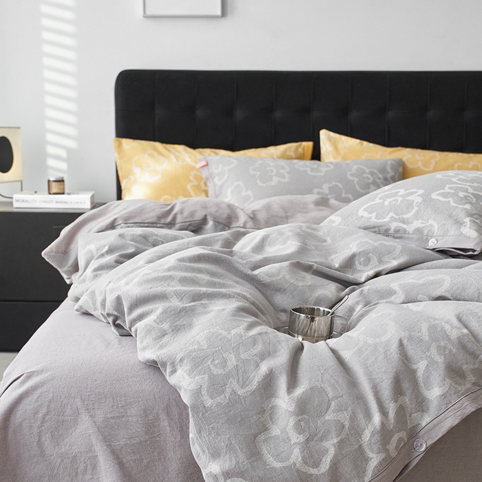 91家纺网 家纺一手货源 找家纺 安莱生活 2024新款双层纱大提花悠然纽扣宽边工艺款 悠然-银灰