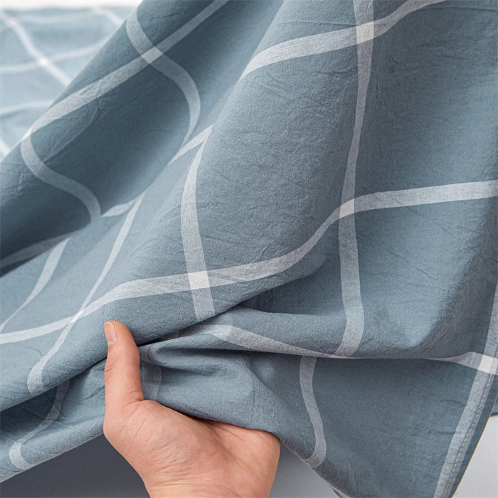 91家纺网 家纺一手货源 找家纺 恋人优选 2024新款色织纯棉水洗棉单床单 海蓝格