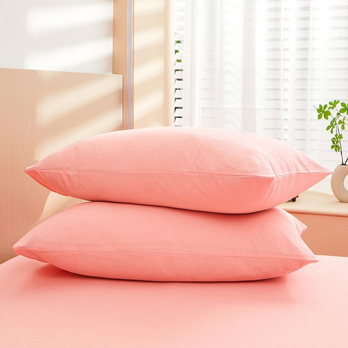 91家纺网 家纺一手货源 找家纺 恋人优选 2024新款色织纯棉水洗棉单床单 浅粉