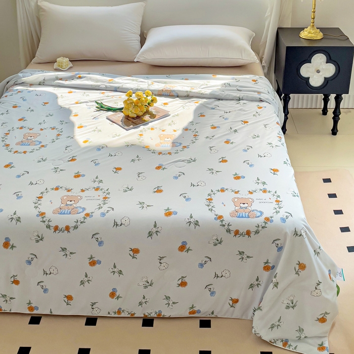 91家纺网 家纺一手货源 找家纺 亚龙工厂店 2024新款凉感丝抗菌冰皮小凉被 爱心小熊