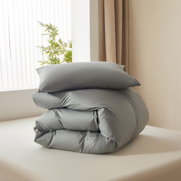 91家纺网 家纺一手货源 找家纺 寝柔家纺 2024新款40S全棉斜纹13372纯棉纯色被套单件 银灰