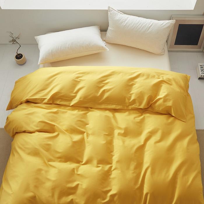 91家纺网 家纺一手货源 找家纺 寝柔家纺 2024新款40S全棉斜纹13372纯棉纯色被套单件 暖黄