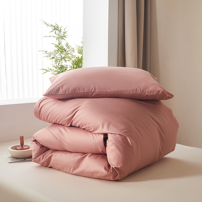 91家纺网 家纺一手货源 找家纺 寝柔家纺 2024新款40S全棉斜纹13372纯棉纯色被套单件 豆沙