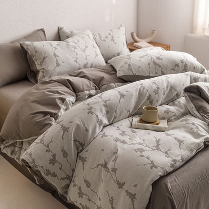 91家纺网 家纺一手货源 找家纺 （总）雅居纺家纺 2024新款双层纱色织提花四件套