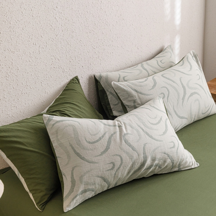 91家纺网 家纺一手货源 找家纺 雅居纺家纺 2024新款双层纱色织提花四件套 潮流-绿