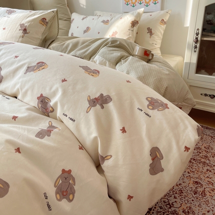 91家纺网 家纺一手货源 找家纺 （总）六巷胡同 2024新款ins可爱卡通风AB版系列四件套第五系