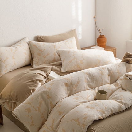 91家纺网 家纺一手货源 找家纺 （总）雅居纺家纺 2024新款双层纱色织提花四件套