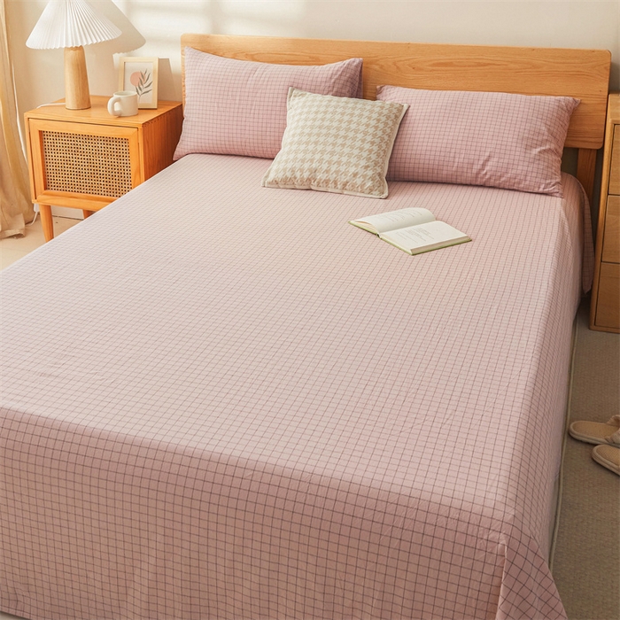 91家纺网 家纺一手货源 找家纺 恋人优选 2024新款色织纯棉水洗棉单床单 小粉格