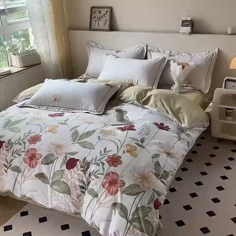 91家纺网 家纺一手货源 找家纺 艾迪尚 2025新款133X76宽幅全棉印花四件套（有单品+可定制） 春日遐想