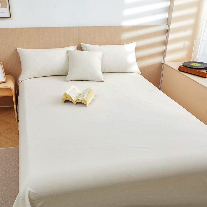 91家纺网 家纺一手货源 找家纺 恋人优选 2024新款色织纯棉水洗棉单床单 白色