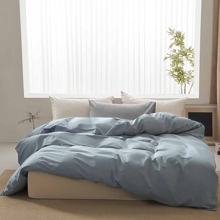 91家纺网 家纺一手货源 找家纺 寝柔家纺 2024新款40S全棉斜纹13372纯棉纯色被套单件 兰灰
