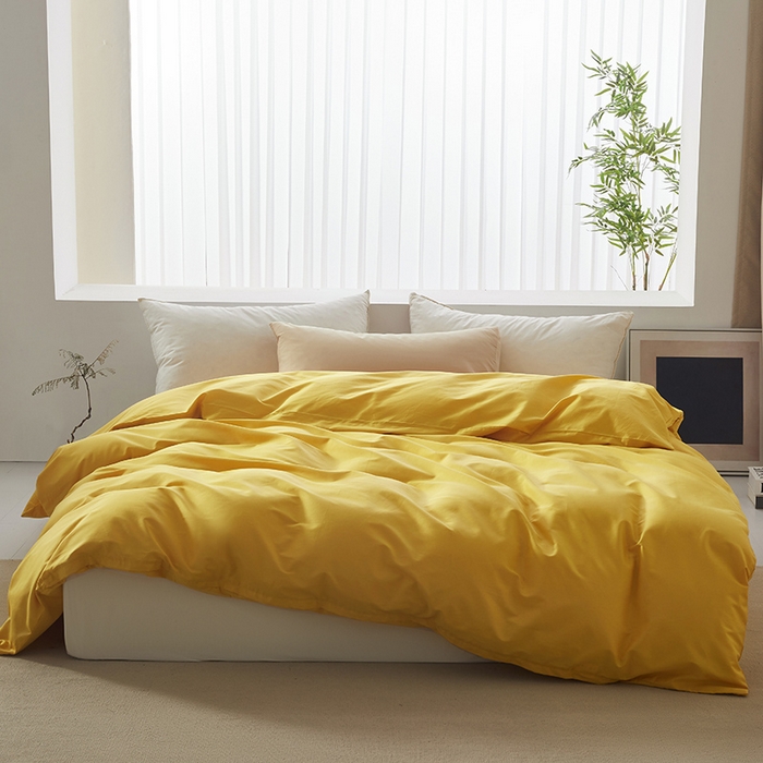 91家纺网 家纺一手货源 找家纺 寝柔家纺 2024新款40S全棉斜纹13372纯棉纯色被套单件 暖黄