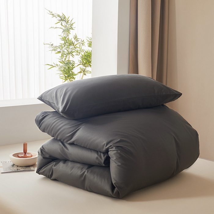 91家纺网 家纺一手货源 找家纺 寝柔家纺 2024新款40S全棉斜纹13372纯棉纯色被套单件 灰色