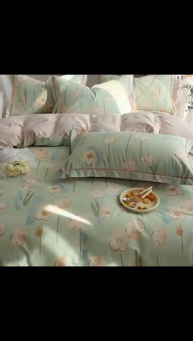 91家纺网 家纺一手货源 找家纺 艾迪尚 2025新款133X76宽幅全棉印花四件套（有单品+可定制） 木槿-绿