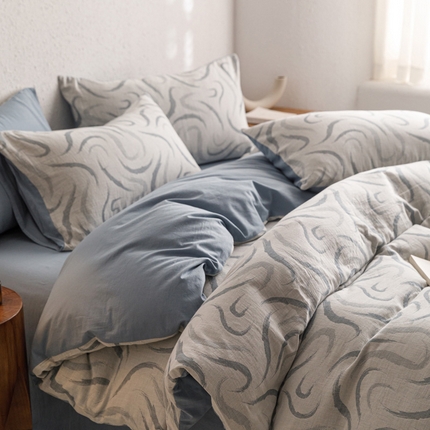 91家纺网 家纺一手货源 找家纺 （总）雅居纺家纺 2024新款双层纱色织提花四件套