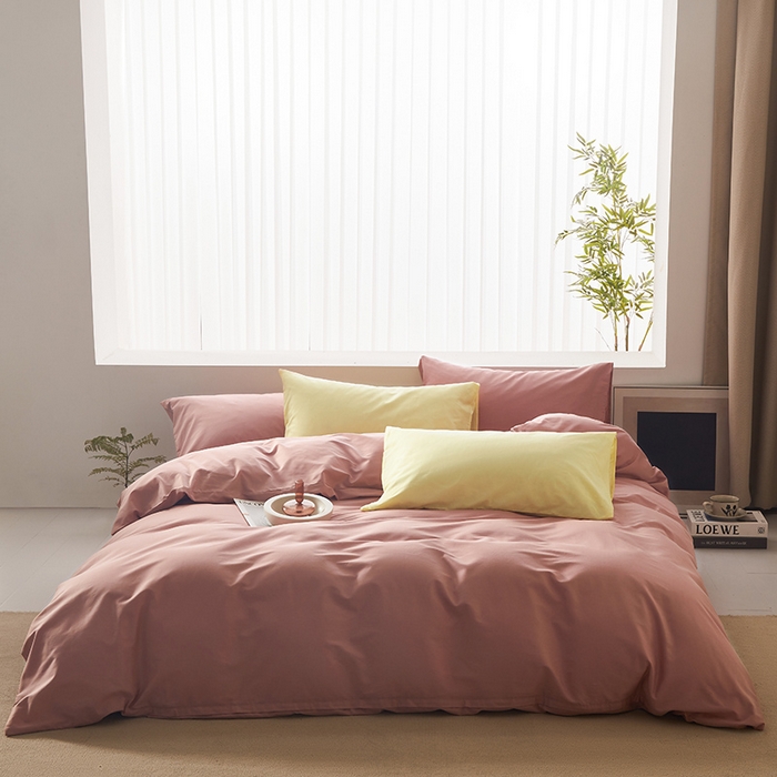 91家纺网 家纺一手货源 找家纺 寝柔家纺 2024新款40S全棉斜纹13372纯棉纯色被套单件 豆沙