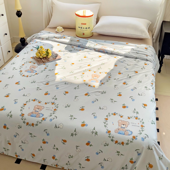 91家纺网 家纺一手货源 找家纺 亚龙工厂店 2024新款凉感丝抗菌冰皮小凉被 爱心小熊