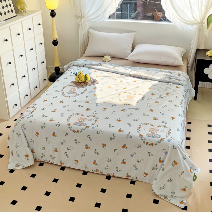 91家纺网 家纺一手货源 找家纺 亚龙工厂店 2024新款凉感丝抗菌冰皮小凉被 爱心小熊