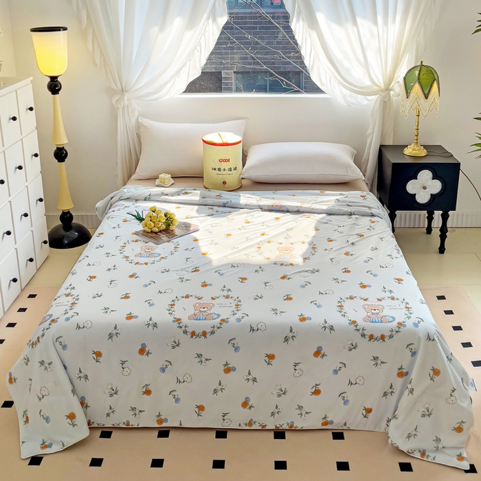 91家纺网 家纺一手货源 找家纺 亚龙工厂店 2024新款凉感丝抗菌冰皮小凉被 爱心小熊