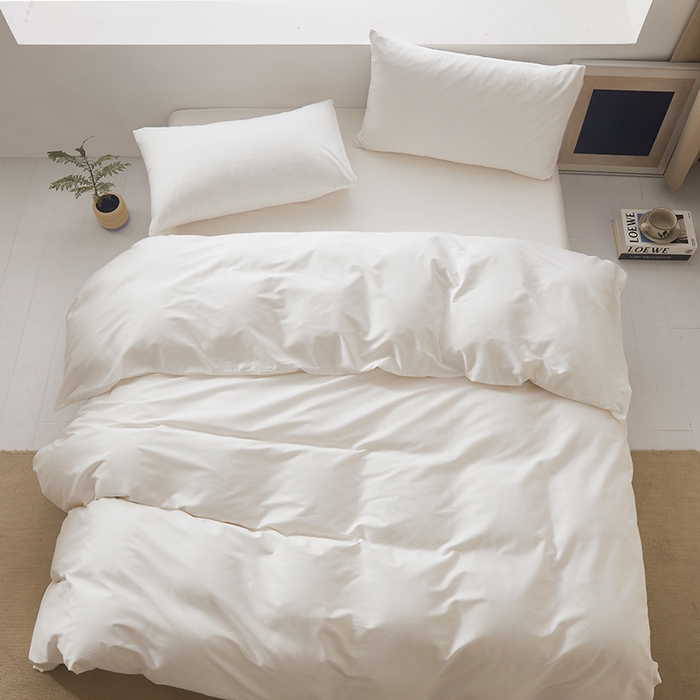 91家纺网 家纺一手货源 找家纺 寝柔家纺 2024新款40S全棉斜纹13372纯棉纯色被套单件 白色