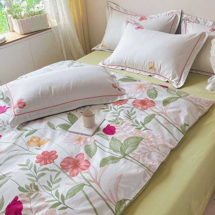 91家纺网 家纺一手货源 找家纺 艾迪尚 2025新款133X76宽幅全棉印花四件套（有单品+可定制） 春日遐想