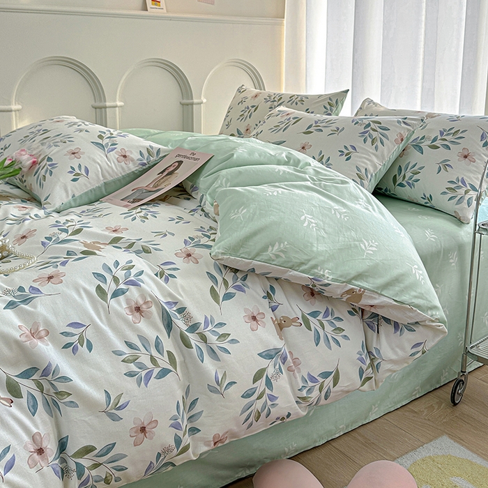 91家纺网 家纺一手货源 找家纺 潮邦创意家居 2025新款全棉13070多风格纯棉四件套-花卉小清新系列 轻纱曼舞