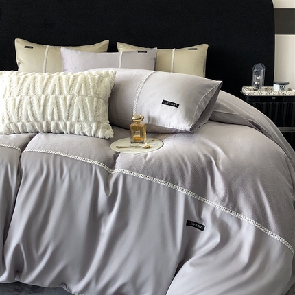 91家纺网 家纺一手货源 找家纺 （总）佳汐蓝家纺 2024新款天丝棉提花花边四件套