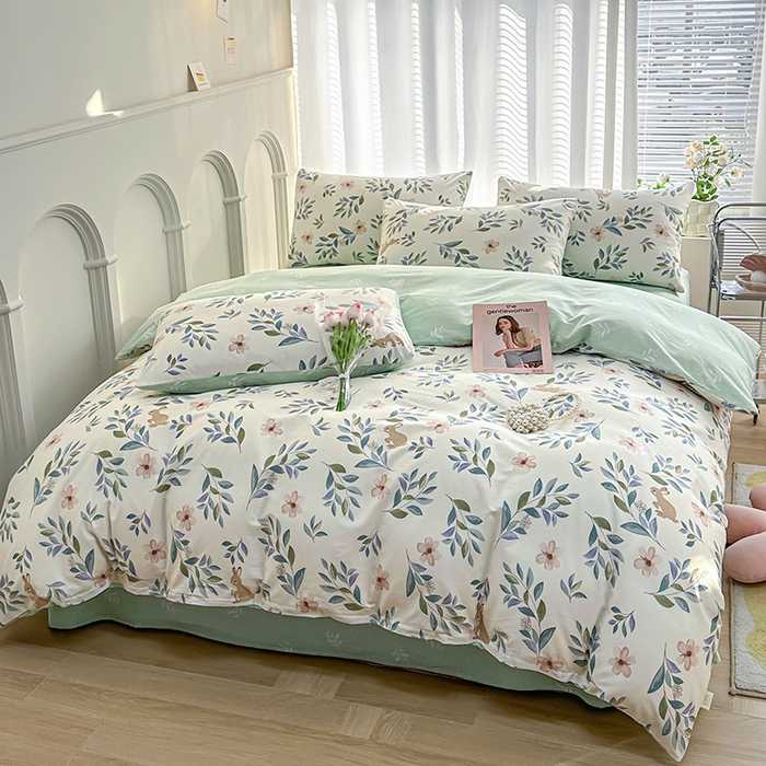 91家纺网 家纺一手货源 找家纺 潮邦创意家居 2025新款全棉13070多风格纯棉四件套-花卉小清新系列 轻纱曼舞