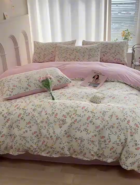 91家纺网 家纺一手货源 找家纺 潮邦创意家居 2025新款全棉13070多风格纯棉四件套-花卉小清新系列 细雨碎