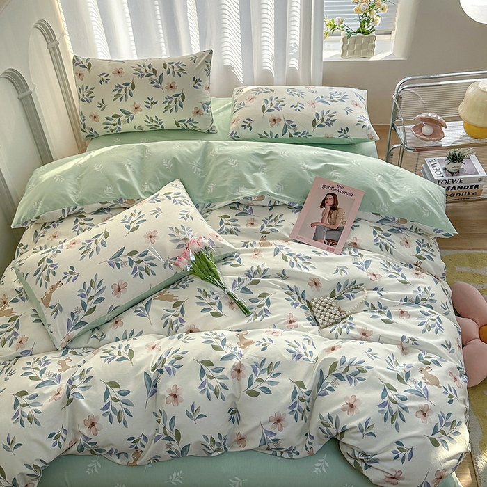 91家纺网 家纺一手货源 找家纺 潮邦创意家居 2025新款全棉13070多风格纯棉四件套-花卉小清新系列 轻纱曼舞