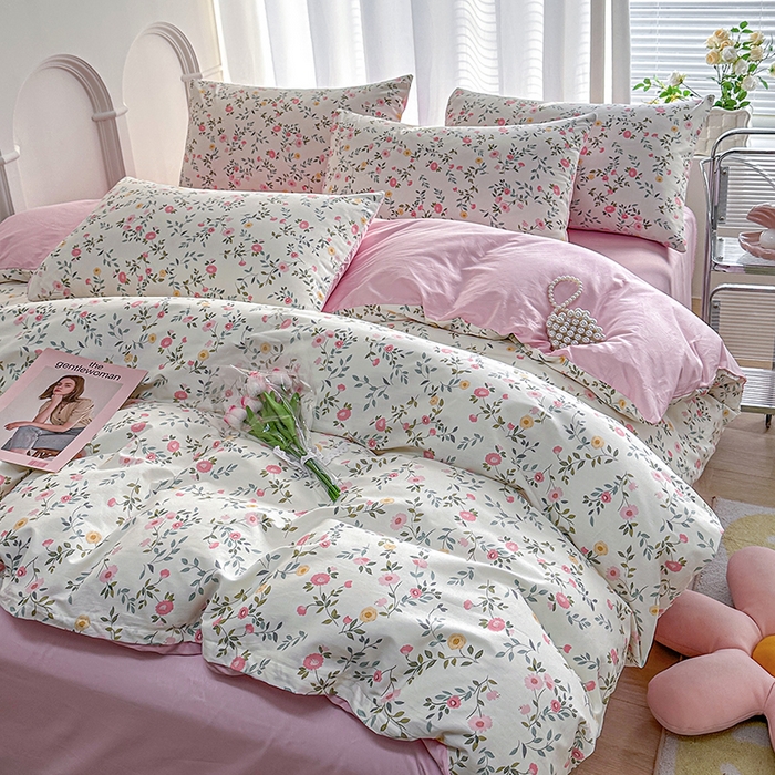 91家纺网 家纺一手货源 找家纺 潮邦创意家居 2025新款全棉13070多风格纯棉四件套-花卉小清新系列 细雨碎