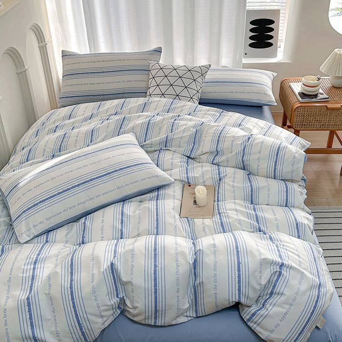 91家纺网 家纺一手货源 找家纺 潮邦创意家居 2025新款全棉13070多风格纯棉四件套 自由线条