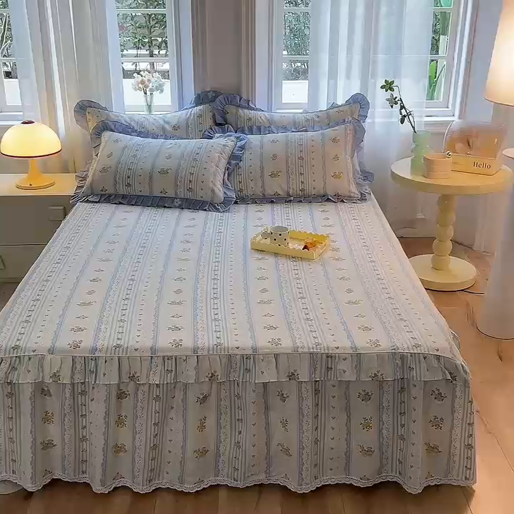 91家纺网 家纺一手货源 找家纺 （总）美达家纺 2025新款韩版全棉四件套单品系列 单床裙