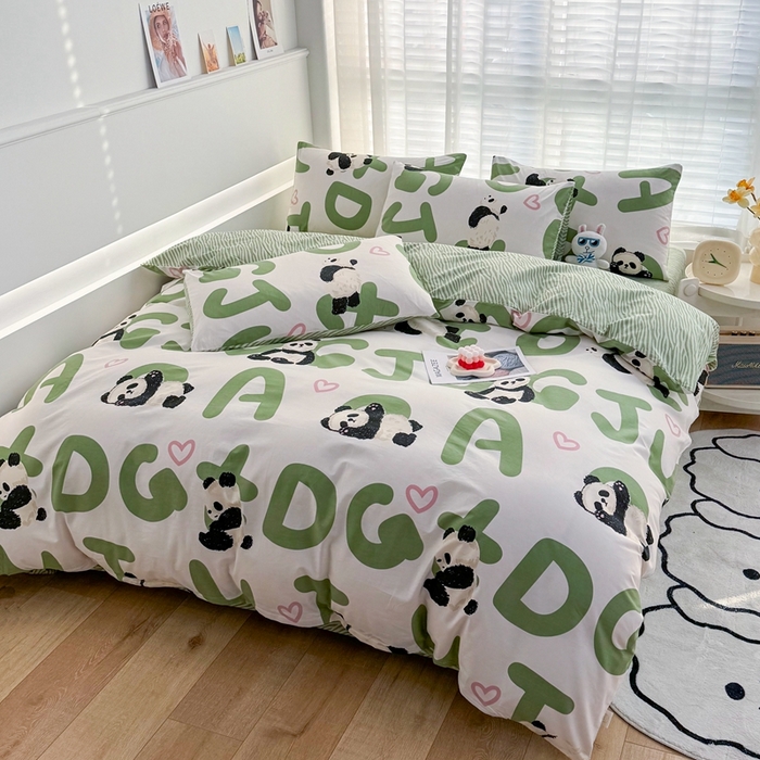 91家纺网 家纺一手货源 找家纺 潮邦创意家居 2025新款全棉13070多风格纯棉四件套-卡通系列 米兜熊猫