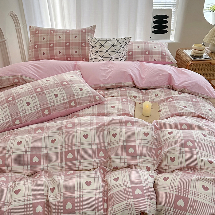 91家纺网 家纺一手货源 找家纺 潮邦创意家居 2025新款全棉13070多风格纯棉四件套 美菱格 粉