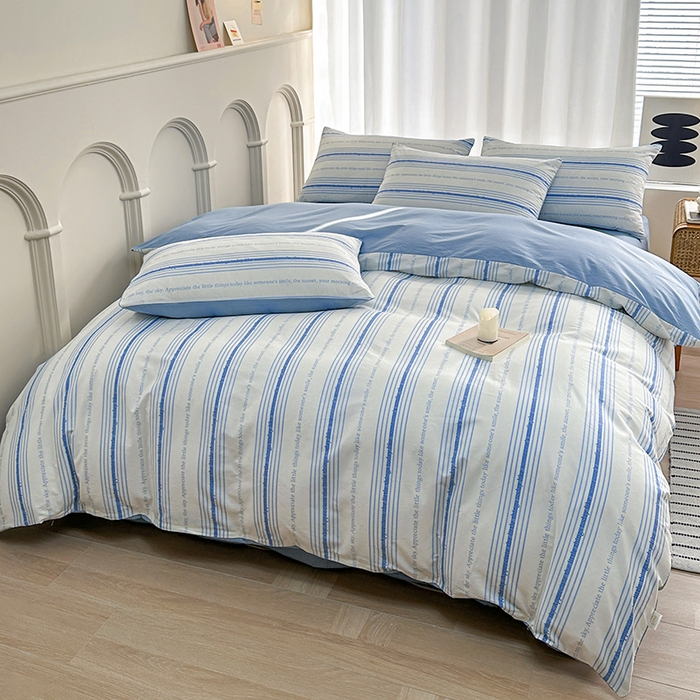 91家纺网 家纺一手货源 找家纺 潮邦创意家居 2025新款全棉13070多风格纯棉四件套 自由线条