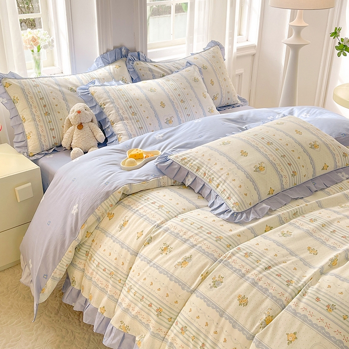 91家纺网 家纺一手货源 找家纺 美达家纺 2025新款韩版全棉四件套单品系列 床裙款四件套 香榭丽舍