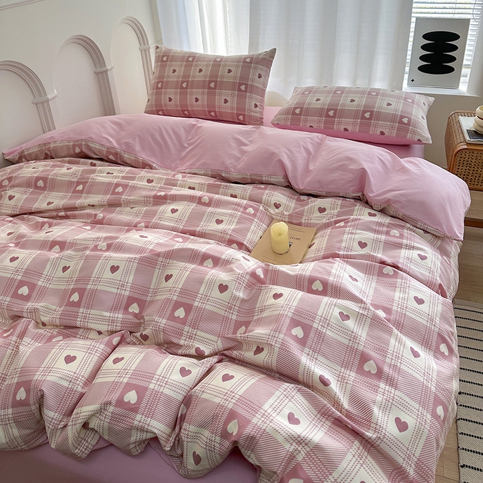 91家纺网 家纺一手货源 找家纺 潮邦创意家居 2025新款全棉13070多风格纯棉四件套 美菱格 粉