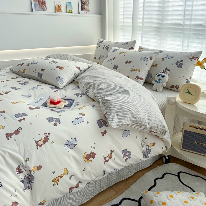 91家纺网 家纺一手货源 找家纺 潮邦创意家居 2025新款全棉13070多风格纯棉四件套 告白气球