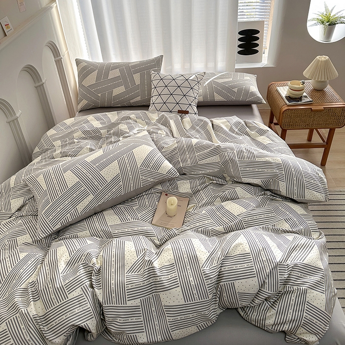 91家纺网 家纺一手货源 找家纺 （总）潮邦创意家居 2025新款全棉13070多风格纯棉四件套-简约条格系列