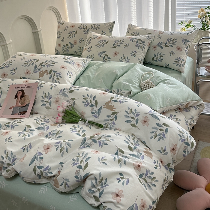 91家纺网 家纺一手货源 找家纺 潮邦创意家居 2025新款全棉13070多风格纯棉四件套-花卉小清新系列 轻纱曼舞