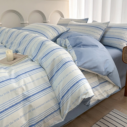 91家纺网 家纺一手货源 找家纺 潮邦创意家居 2025新款全棉13070多风格纯棉四件套 自由线条