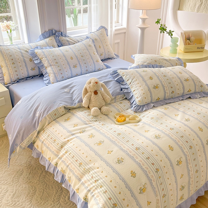 91家纺网 家纺一手货源 找家纺 美达家纺 2025新款韩版全棉四件套单品系列 床裙款四件套 香榭丽舍